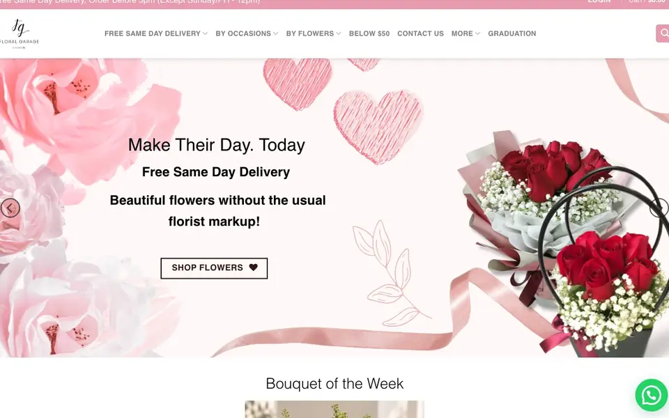 Floral Garage Singapore website homepage, 4 Oct 2026