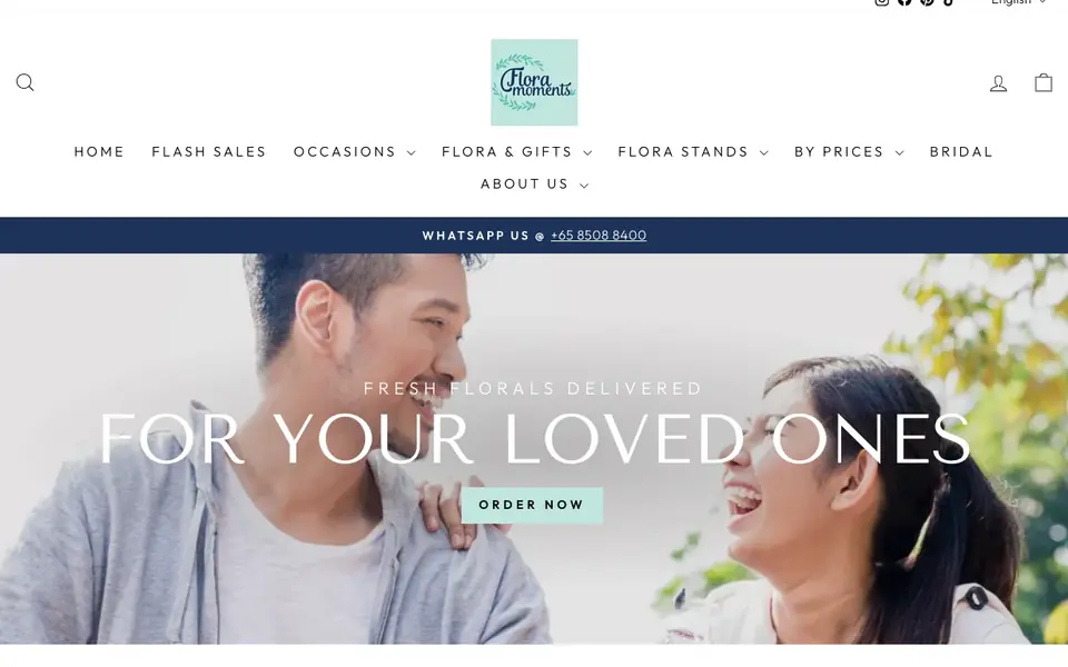 Flora Moments website homepage, 4 Oct 2026