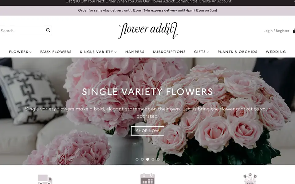Flower Addict website homepage, 4 Oct 2026