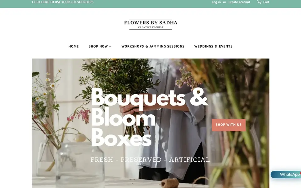 Flowers By Sadha website homepage, 4 Oct 2026
