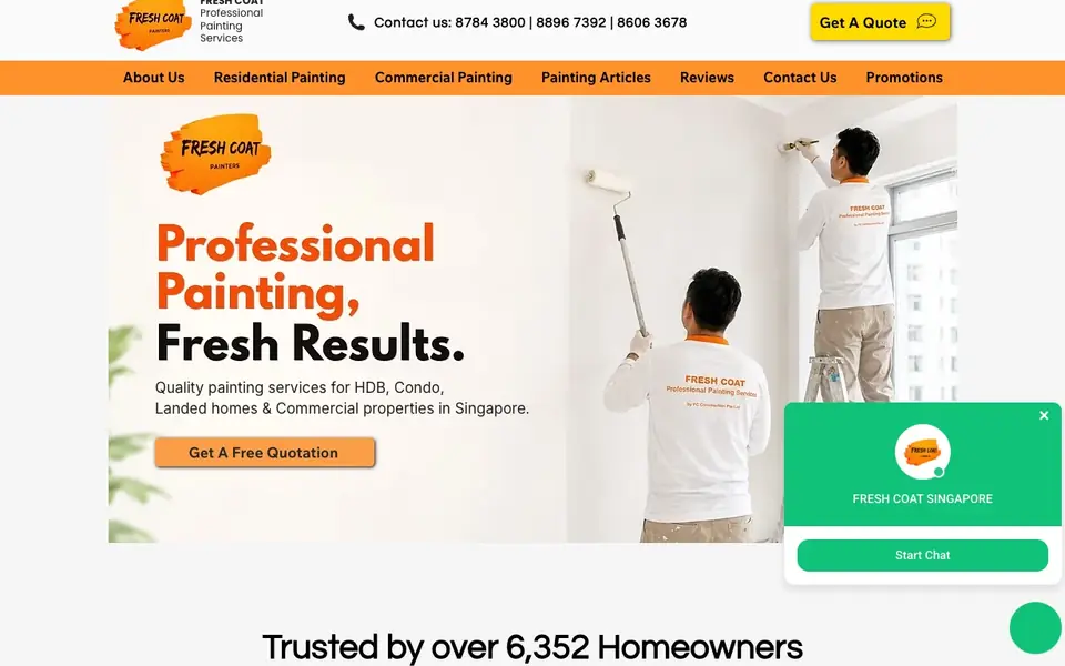 Fresh Coat website homepage, 4 Oct 2026