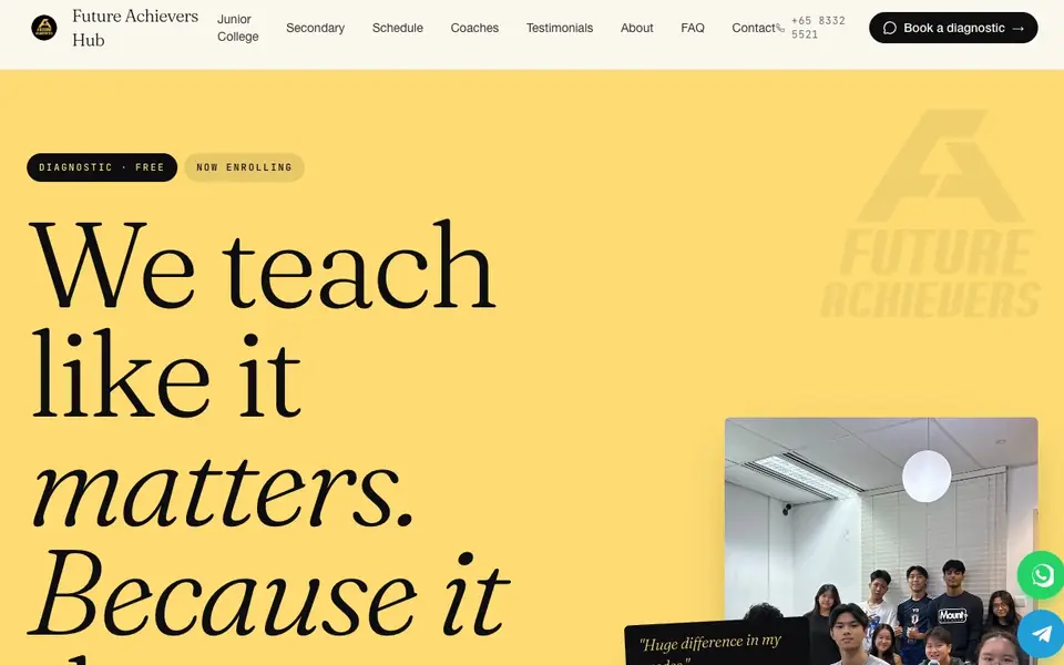 Future Achievers Hub website homepage, 4 Oct 2026