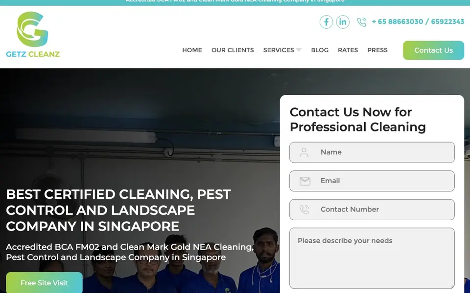 Getz Cleanz Pte Ltd website homepage, 4 Oct 2026