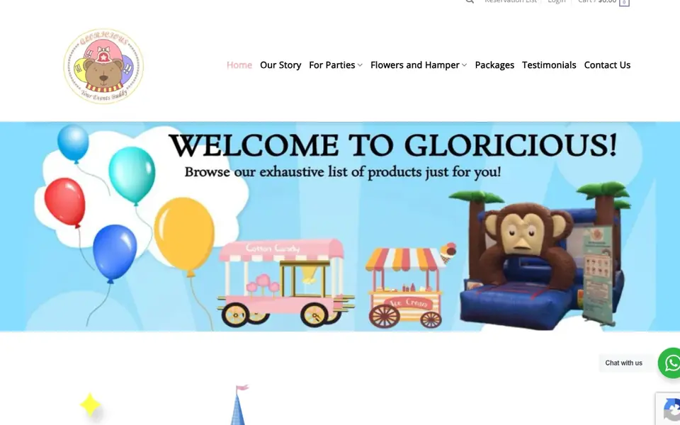 Gloricious Event & Concept LLP website homepage, 4 Oct 2026