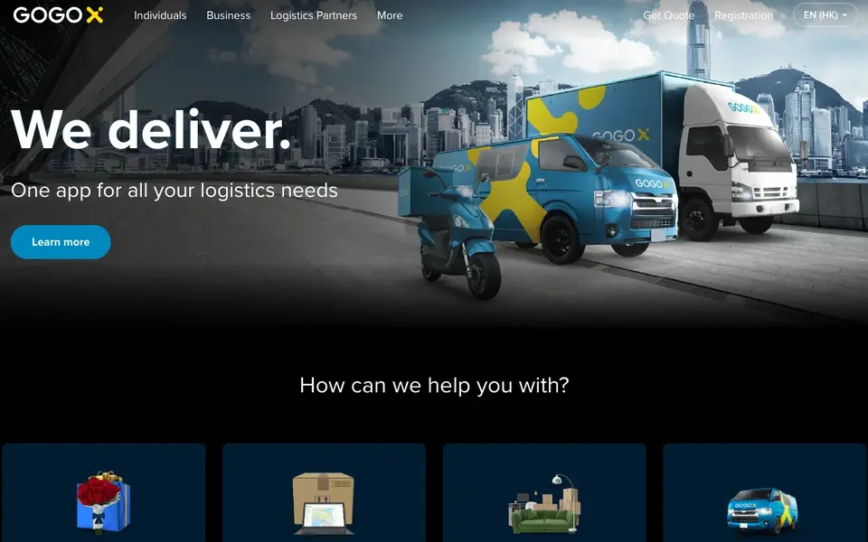 GOGOX (formerly GOGOVAN) website homepage, 4 Oct 2026