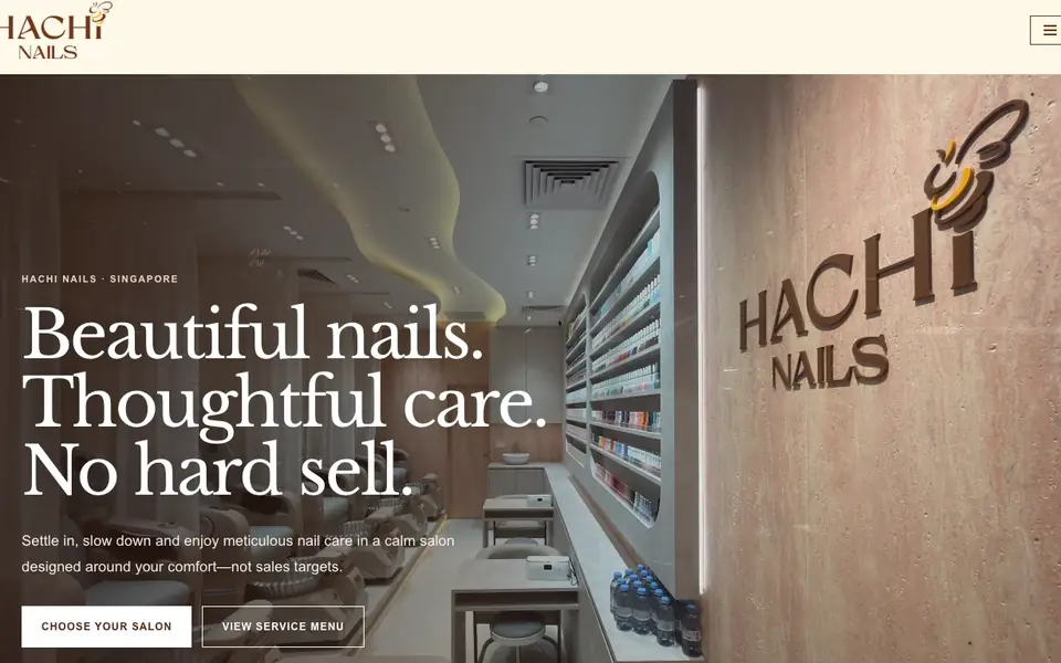 Hachi Nails website homepage, 4 Oct 2026