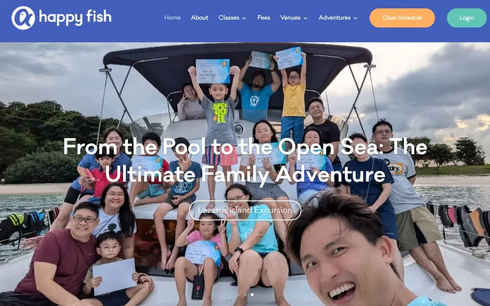 Happy Fish Swim School website homepage, 4 Oct 2026