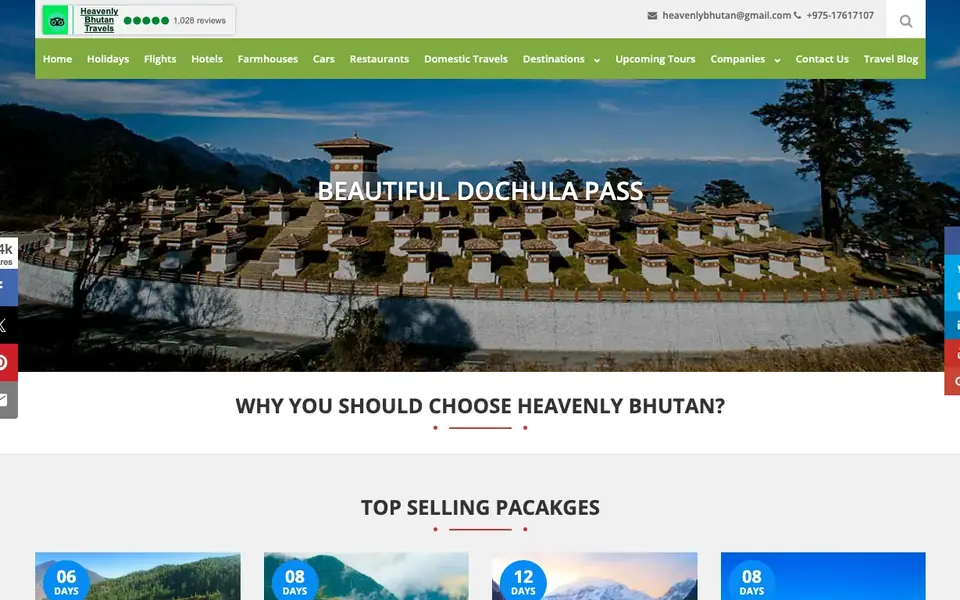 Heavenly Bhutan Travels website homepage, 4 Oct 2026