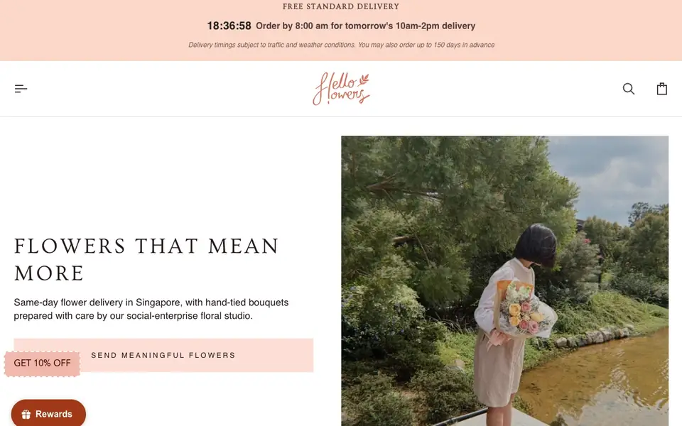 Hello Flowers! Singapore website homepage, 4 Oct 2026