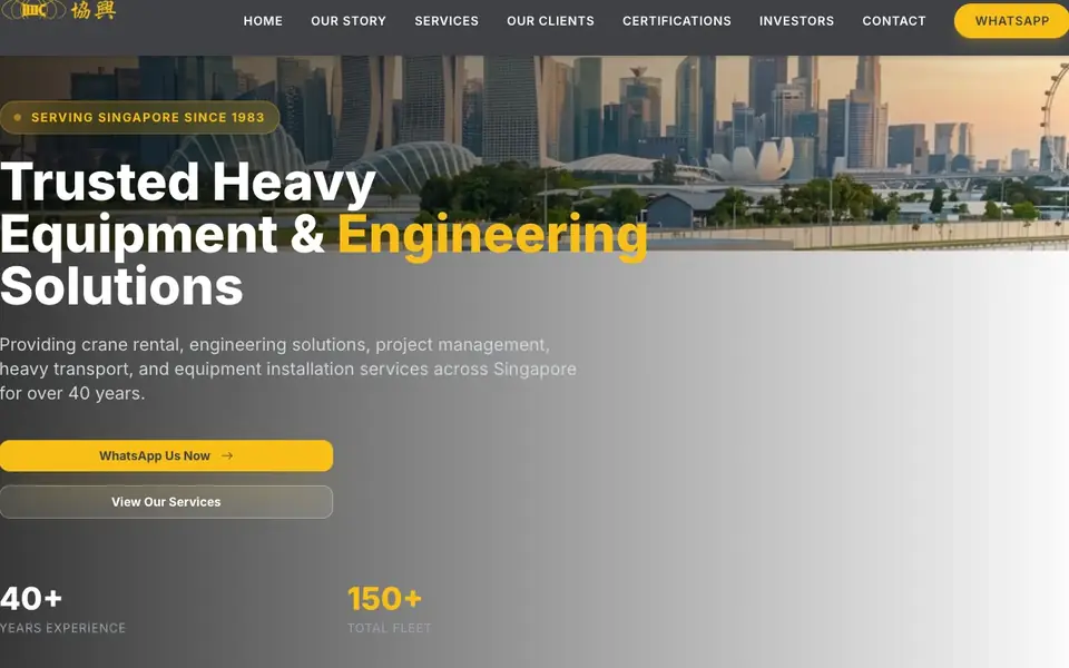 Hiap Heng Heavyequipment Co. Pte Ltd website homepage, 4 Oct 2026