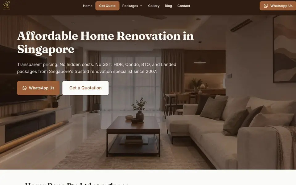 Home Reno website homepage, 4 Oct 2026