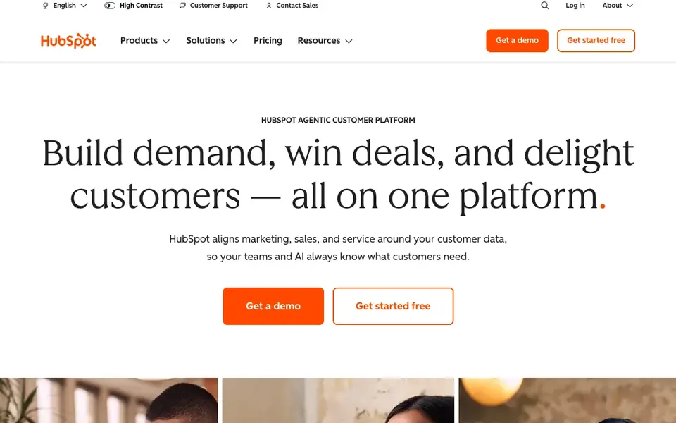 HubSpot CRM website homepage, 4 Oct 2026