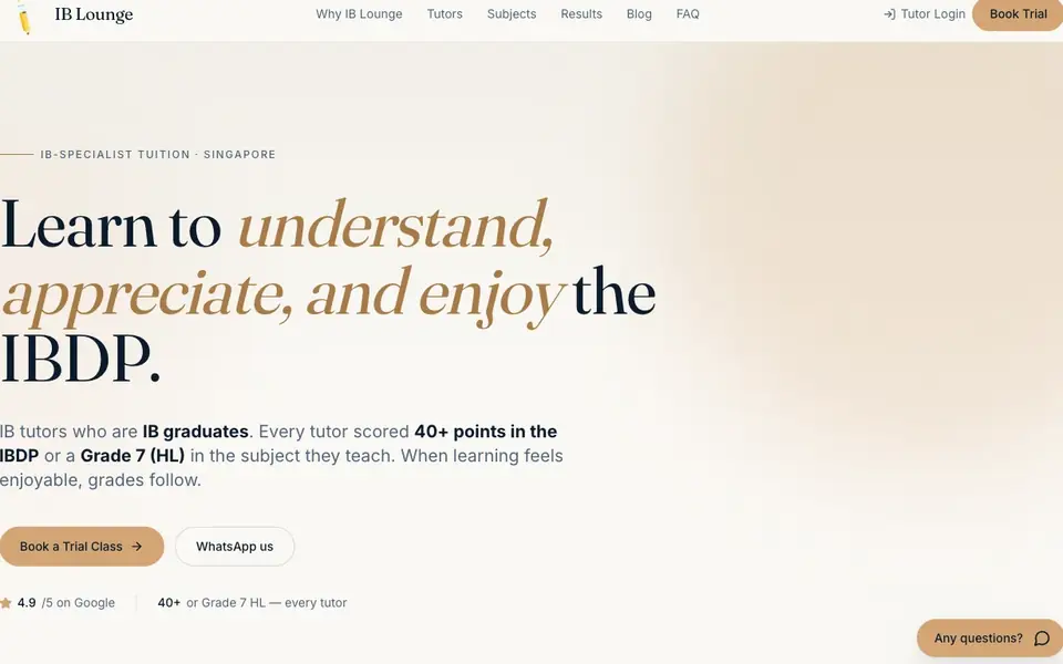 IB Lounge website homepage, 4 Oct 2026