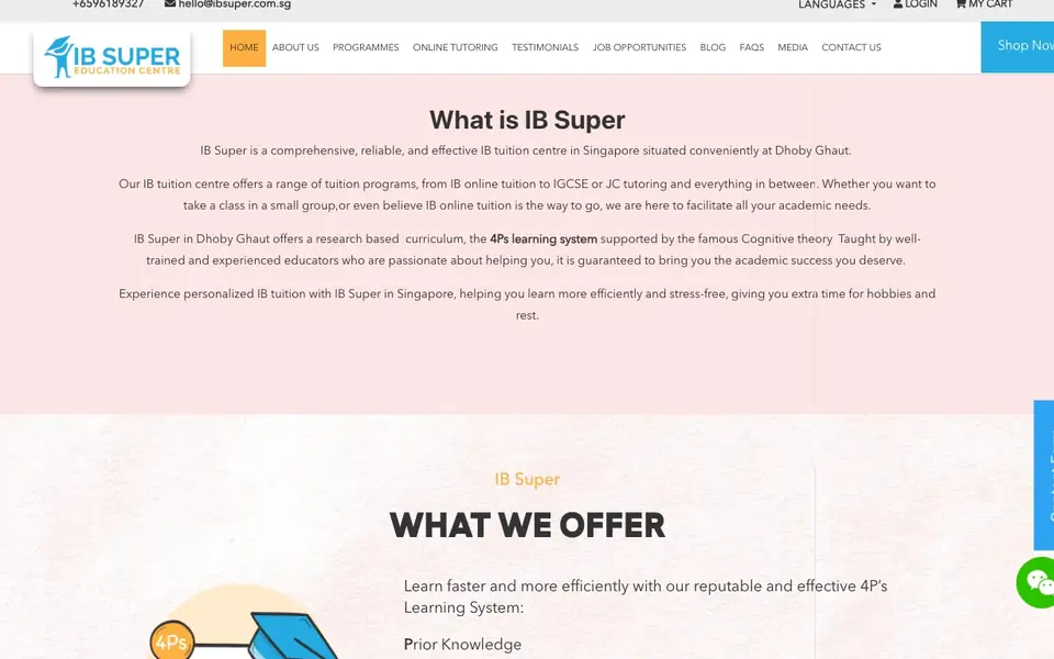 IB Super Education Centre website homepage, 4 Oct 2026
