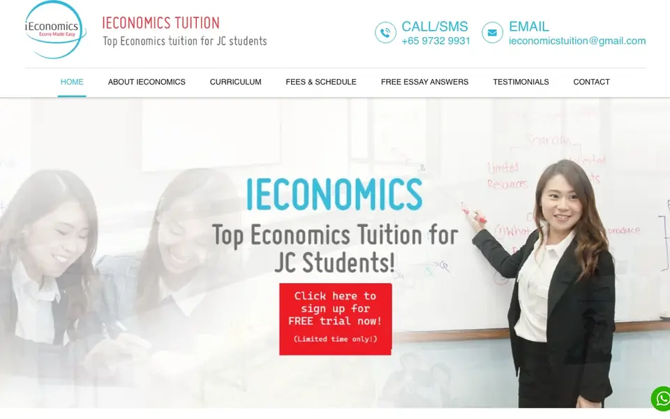 iEconomics Tuition website homepage, 4 Oct 2026