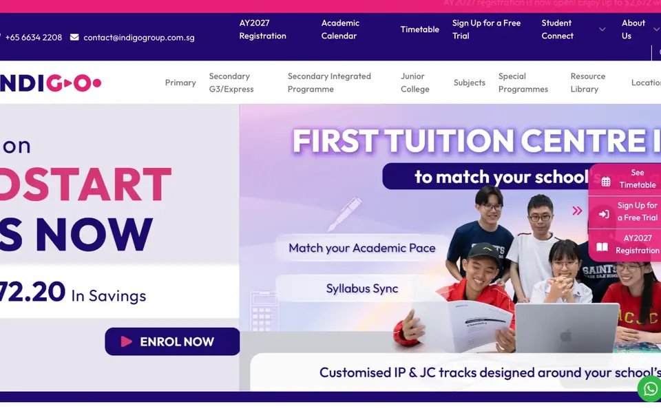 Indigo Education Group website homepage, 4 Oct 2026