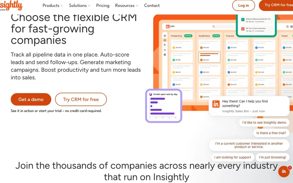 Insightly website homepage, 4 Oct 2026