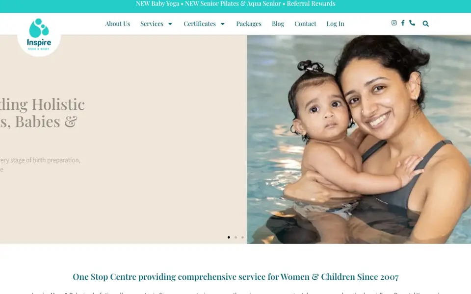 Inspire Mum & Baby website homepage, 4 Oct 2026