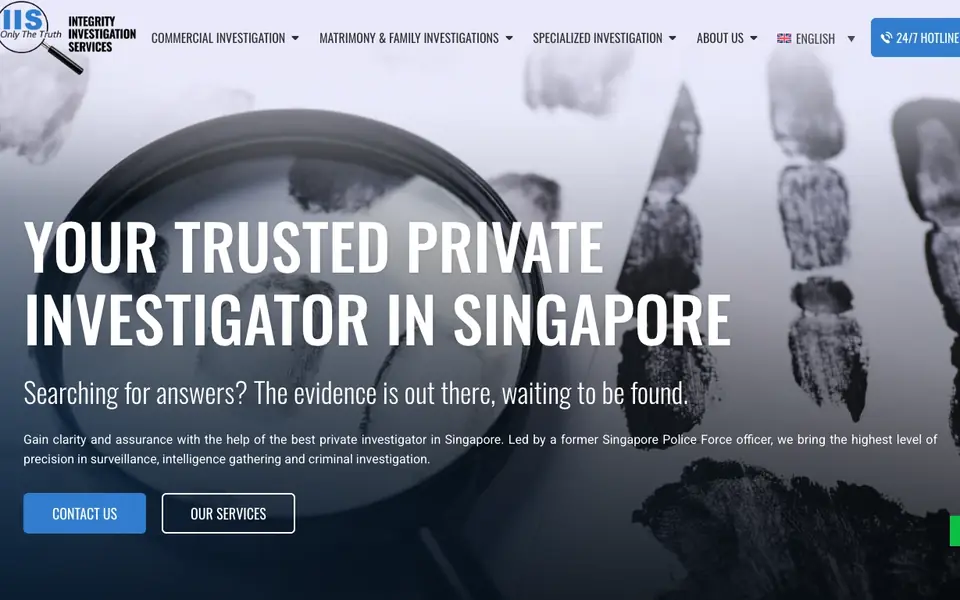 Integrity Investigation Service website homepage, 4 Oct 2026