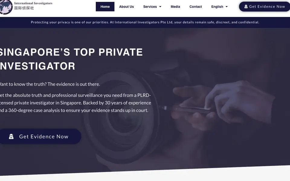 International Investigators website homepage, 4 Oct 2026