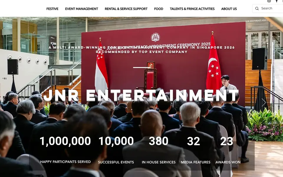 JNR Entertainment Pte Ltd website homepage, 4 Oct 2026