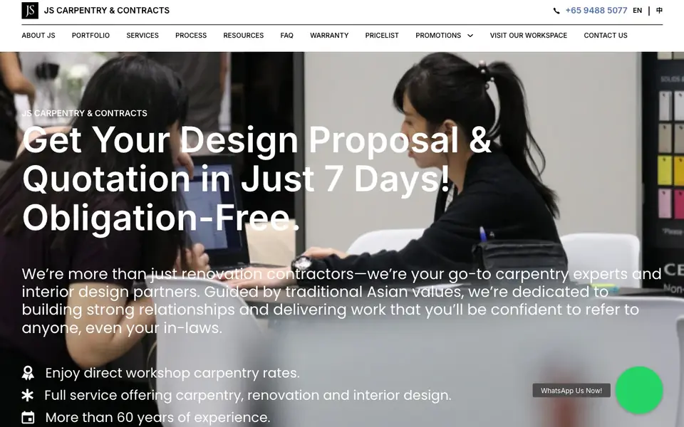 JS Carpentry & Contracts website homepage, 4 Oct 2026