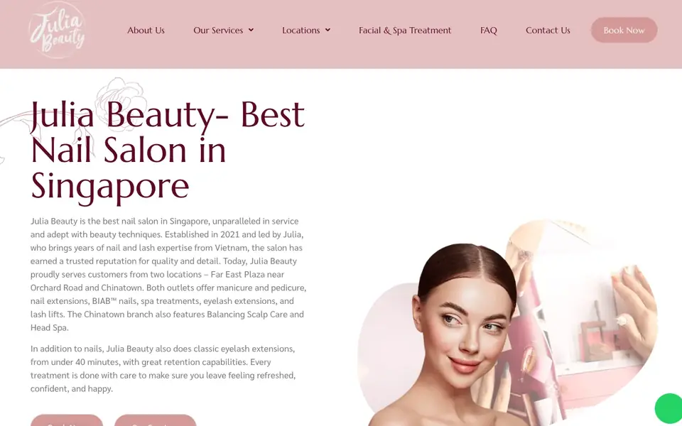 Julia Beauty website homepage, 4 Oct 2026