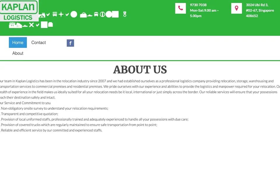 Kaplan Logistics website homepage, 4 Oct 2026