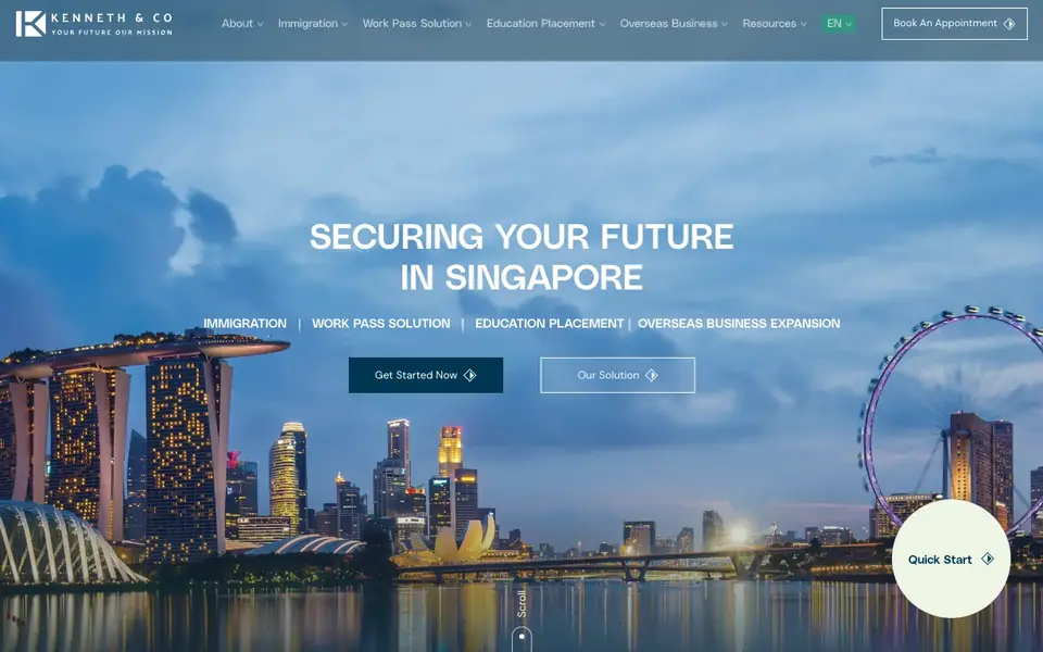 Kenneth & Co Pte Ltd website homepage, 4 Oct 2026