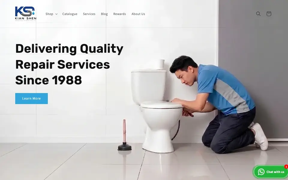 Kian Shen Trading & Plumbing Services website homepage, 4 Oct 2026