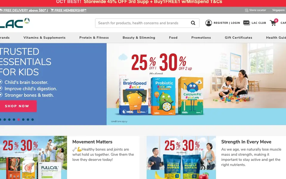 LAC Nutrition For Life website homepage, 4 Oct 2026