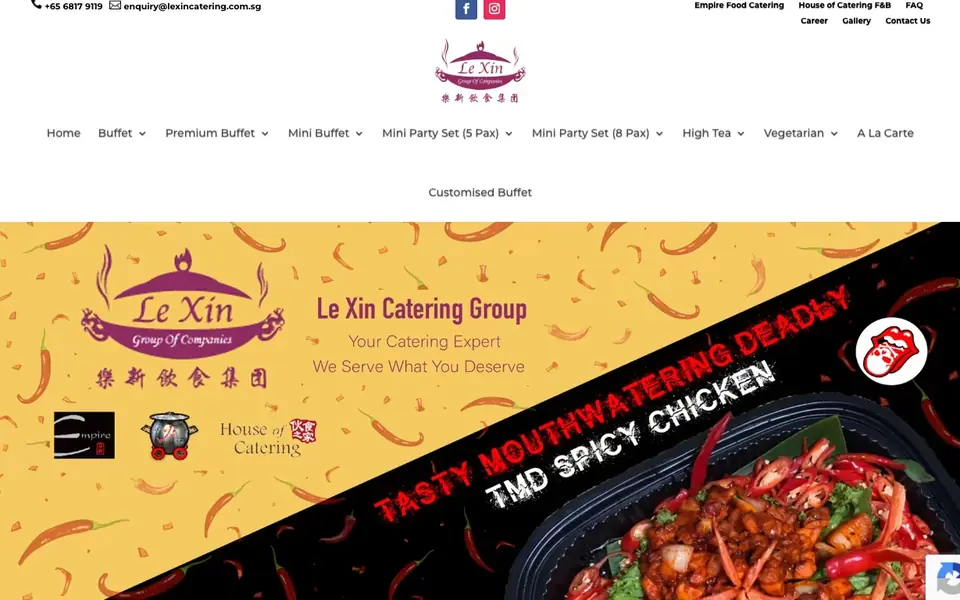 Le Xin Catering website homepage, 4 Oct 2026