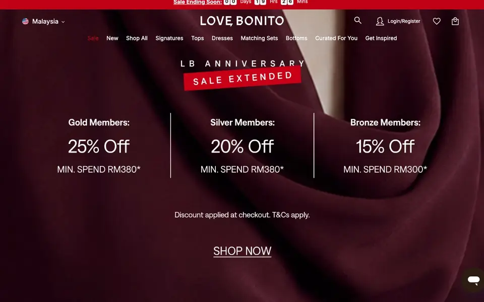 Love, Bonito website homepage, 4 Oct 2026