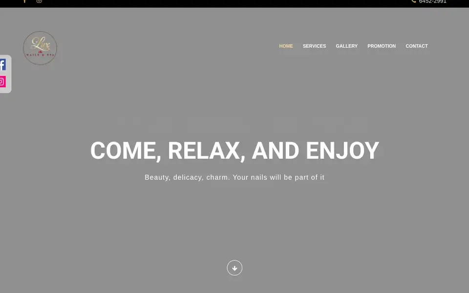 Lux Nails & Spa website homepage, 4 Oct 2026