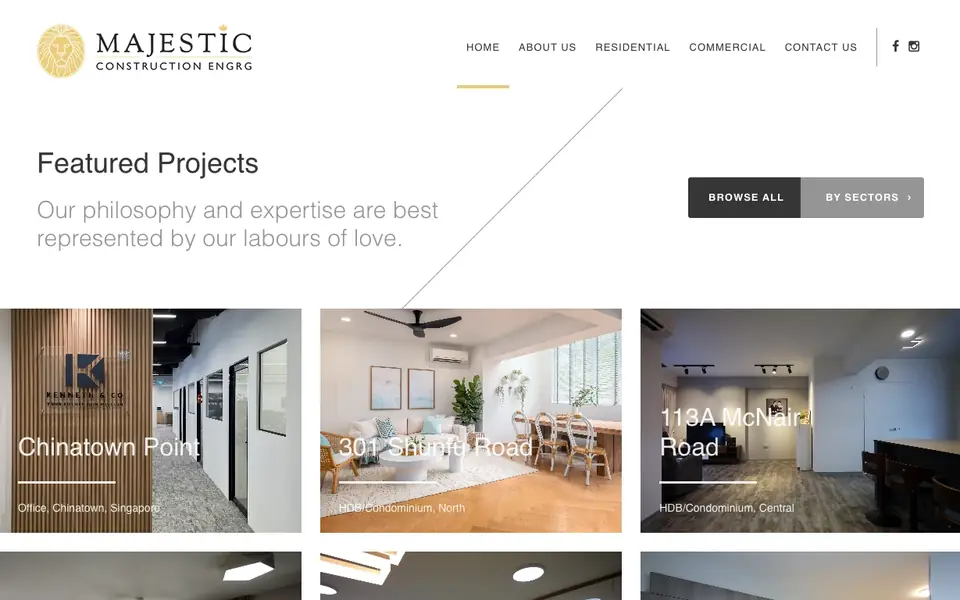 Majestic Construction Engrg. website homepage, 4 Oct 2026