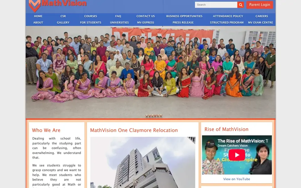 Math Vision website homepage, 4 Oct 2026
