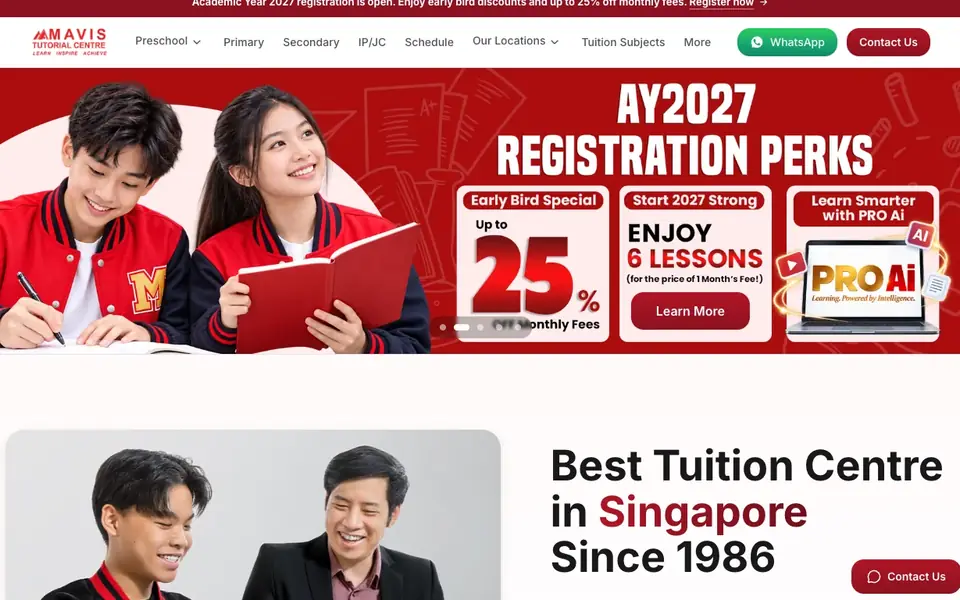 Mavis Tutorial Centre website homepage, 4 Oct 2026