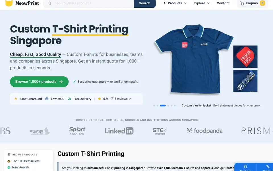MeowPrint T-Shirt Printing website homepage, 4 Oct 2026