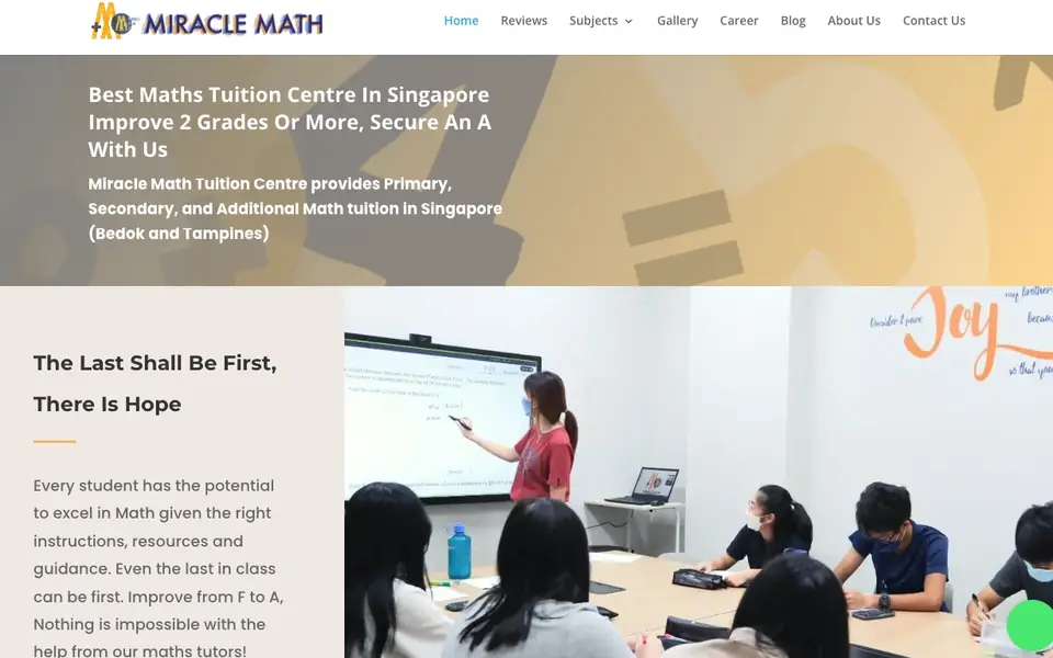 Miracle Math Tuition Centre website homepage, 4 Oct 2026