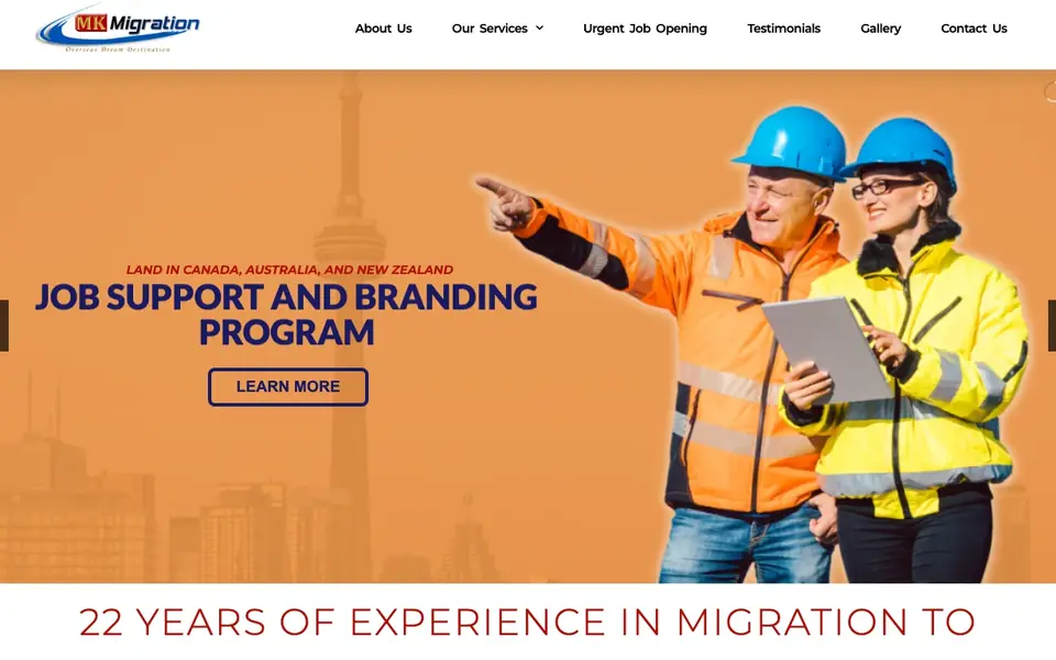 MK Migration website homepage, 4 Oct 2026