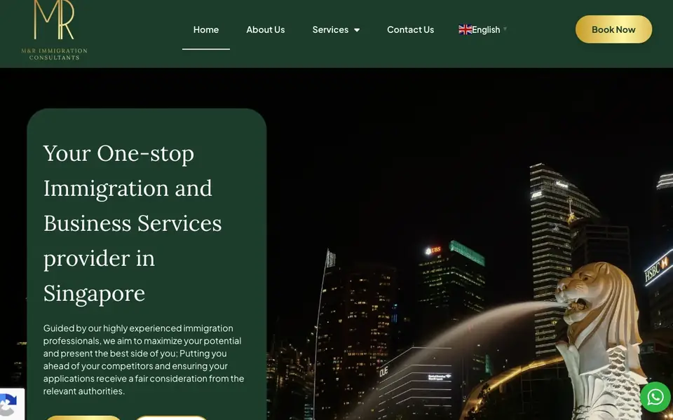 M&R Immigration Consultants website homepage, 4 Oct 2026