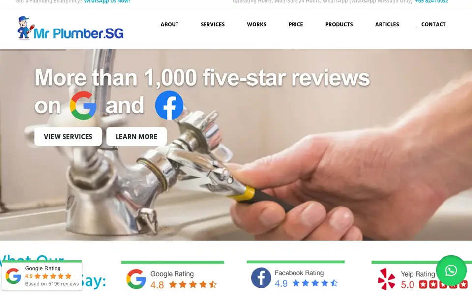 Mr Plumber Singapore website homepage, 4 Oct 2026