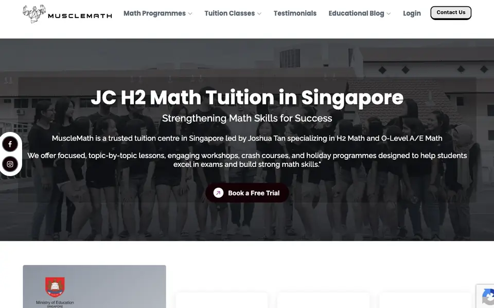 Muscle Math Tuition website homepage, 4 Oct 2026