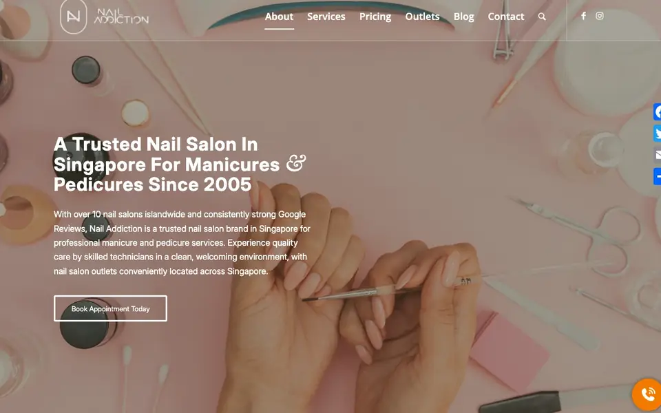 Nail Addiction website homepage, 4 Oct 2026