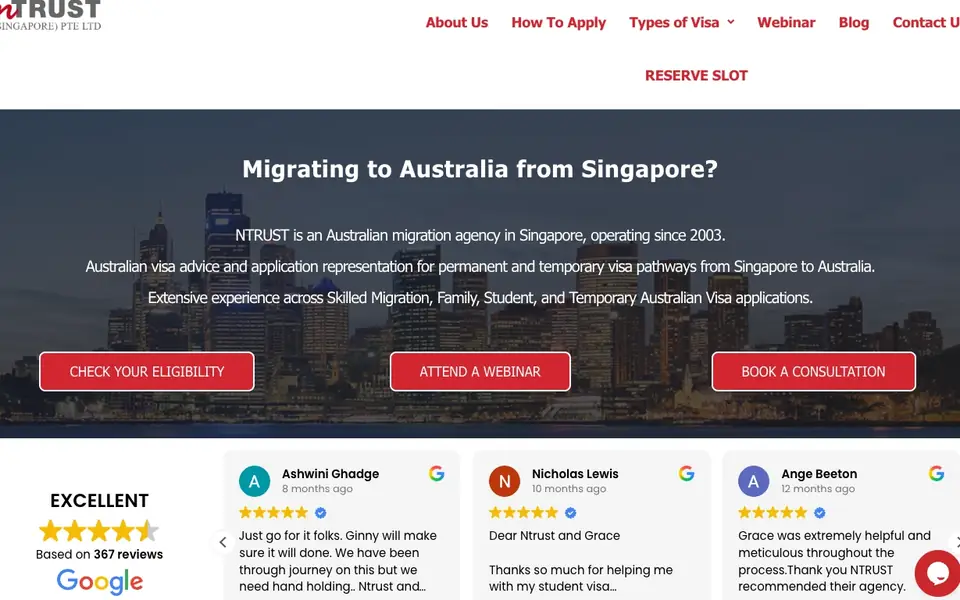 NTRUST website homepage, 4 Oct 2026