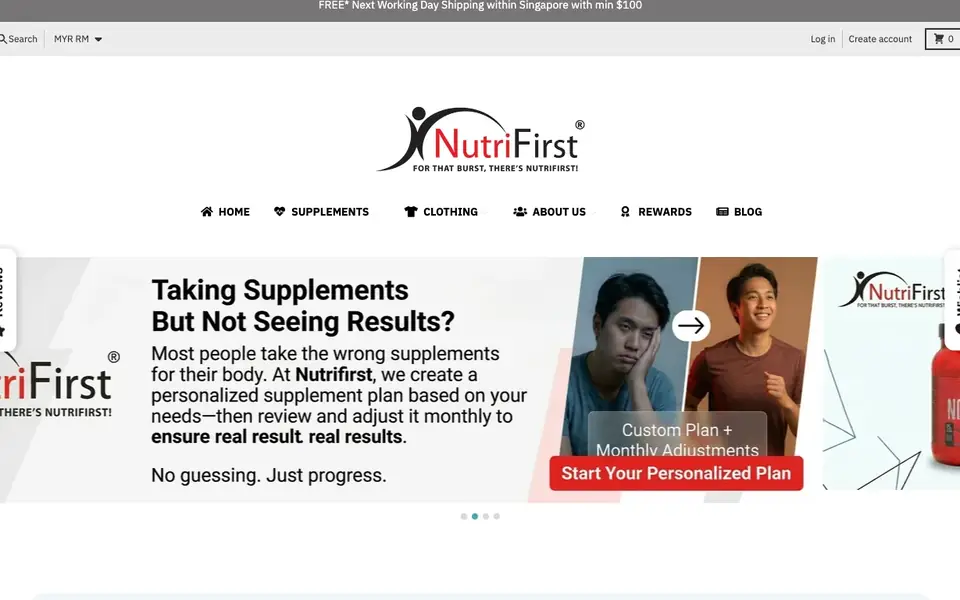 NutriFirst website homepage, 4 Oct 2026