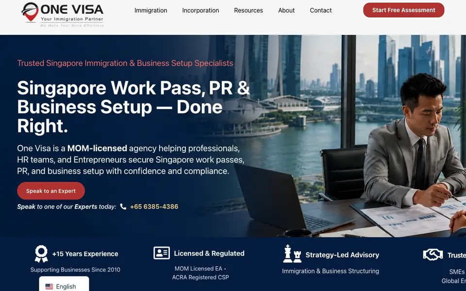 One Visa website homepage, 4 Oct 2026