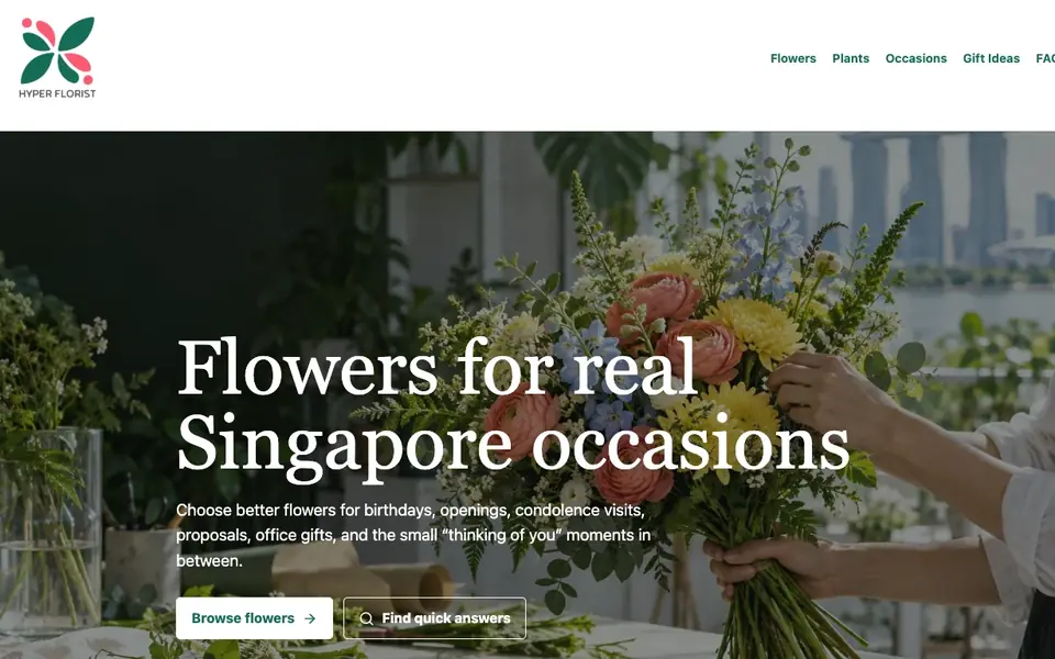 OnlineFloristSingapore website homepage, 4 Oct 2026