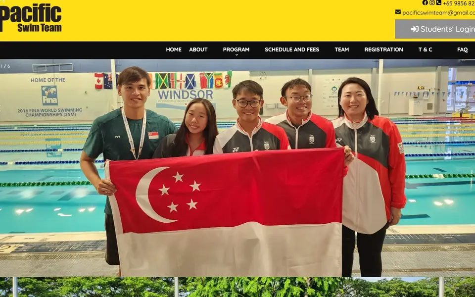 Pacific Swim Team website homepage, 4 Oct 2026