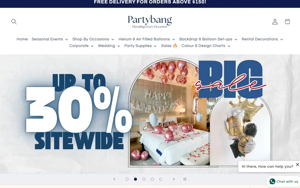 Partybang website homepage, 4 Oct 2026